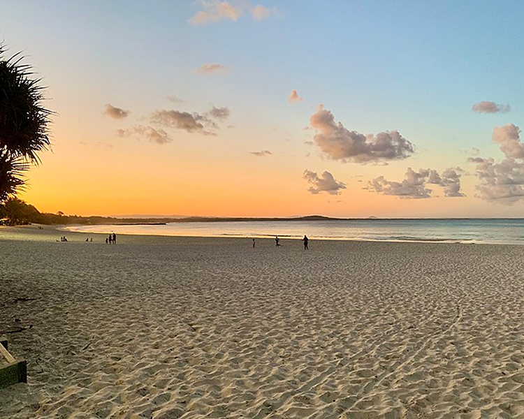 Sunset on the beach in Noosa Heads.